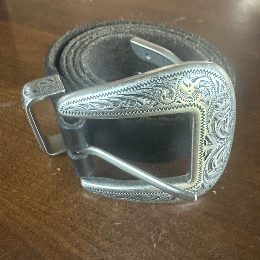 Urban Outfitters 100% Cow Leather Western-Style Belt Black Size 36 Adjustable